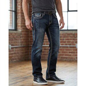 Authentic Platini Jeans Co. Y2K Denim 36 x 34 Dark Wash Flap Pocket Streetwear